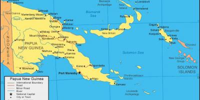 Kaart van papoea-nieu-guinee en die omliggende lande