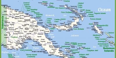 Papoea-nieu-guinee in die kaart